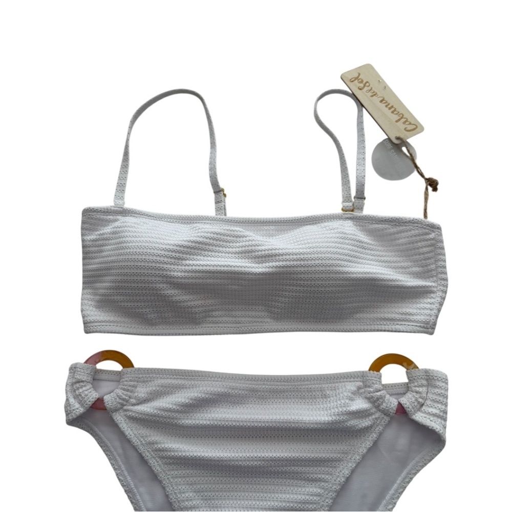 Cabana del Sol White Textured Ring Detail Bikini Set - Picture 5 of 11